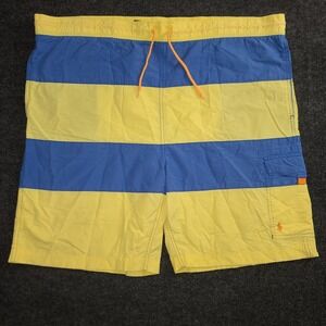Vintage Polo Ralph Lauren Swim Trunks XL Mens Yellow Stripe‎ Cargo Board Shorts
